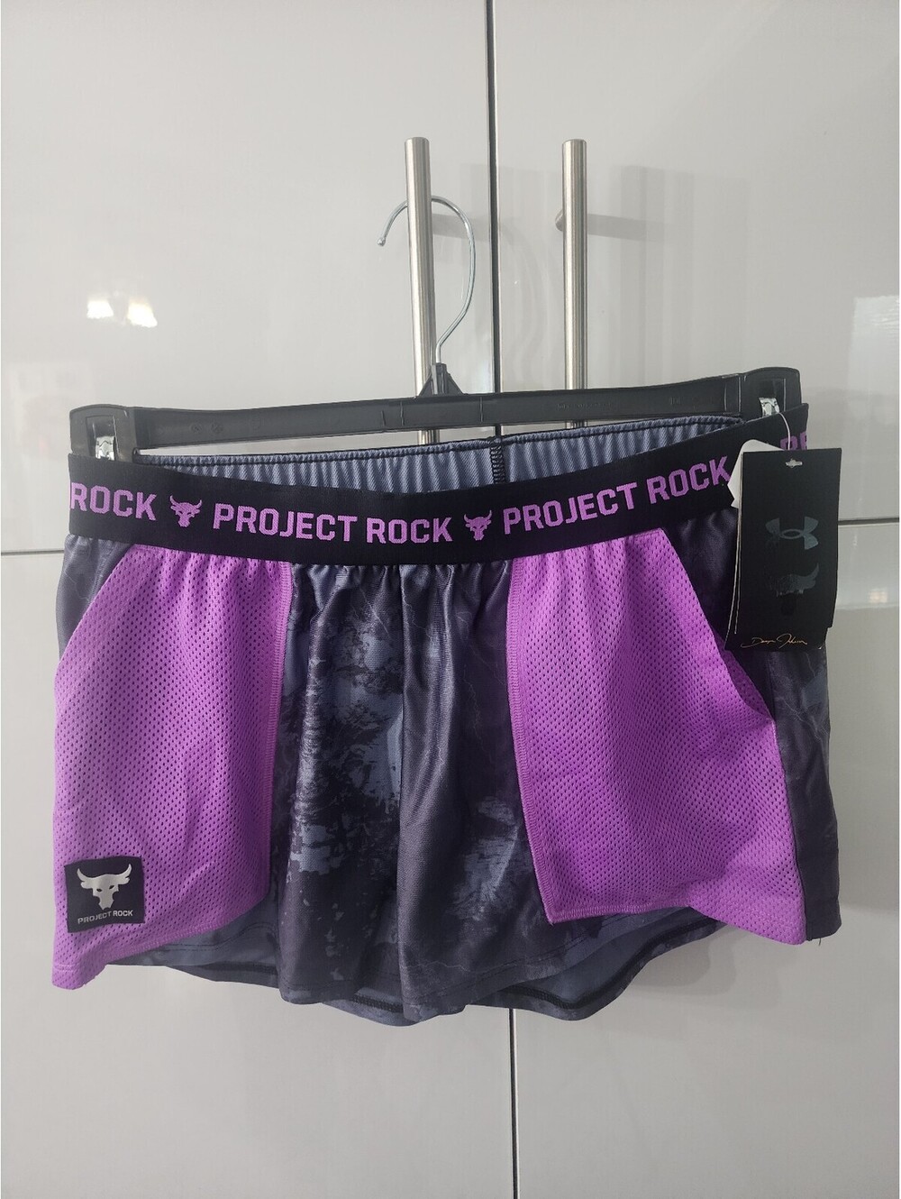 Under Armour Project Rock Girls's Loose Fit Training Shorts Size YLG Purple